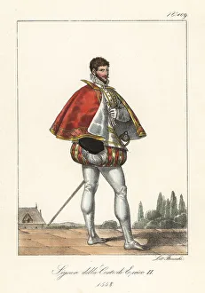 1558 Prints: Lord at the court of King Henry II of France, 1558