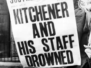 Drowned Prints: Lord Kitchener, headlines announcing his death