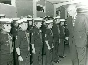 Attention Gallery: Lord Mountbatten inspecting Sea Scouts