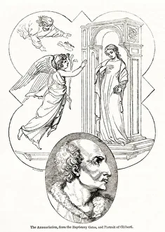 Baptistery Gallery: Lorenzo Ghiberti and detail from Baptistery doors, Florence