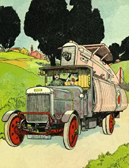 Strangs Prints: Lorry carrying a monoplane