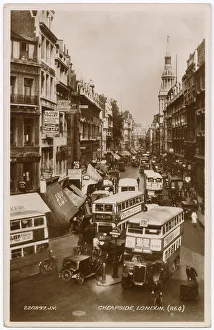Directions Prints: Lots of buses in both directions in London's Cheapside