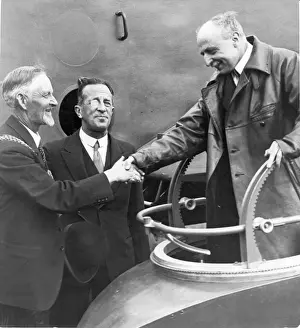 Greeted Prints: Louis Bleriot is greeted on his arrival on Swinton Down
