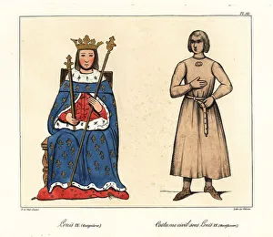 13th Century Prints: Louis IX, King of France, 1214-1270, and figure in civil costume