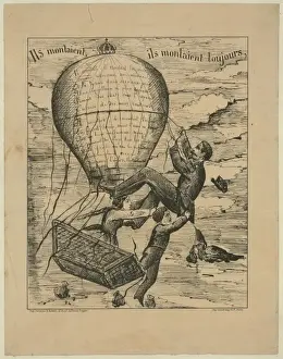 Tissandier Prints: Louis Napoleon trying to climb higher by hanging onto the ro
