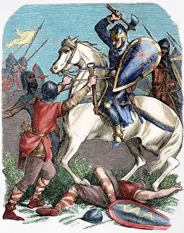 Louis VI (1081-1137) at the Battle of Brenneville, 1119. Eng