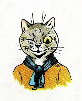 Winking Prints: Louis Wain Cat Scout winking