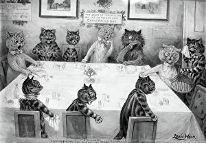 Cats Collection: Louis Wain - A Christmas catastrophe