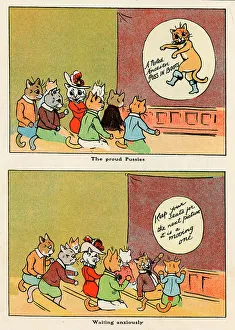 Louis Wain - comical cats watching a lantern slide show