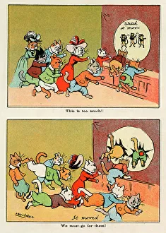 Louis Wain - comical cats watching a lantern slide show