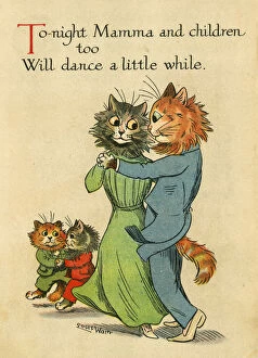 Wain Gallery: Louis Wain, Daddy Cat - all the family dancing