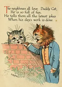 Chat Prints: Louis Wain, Daddy Cat - chatting with neighbour