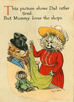 Bored Prints: Louis Wain Daddy Cat - shopping with Mummy Cat