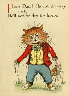 Drip Prints: Louis Wain, Daddy Cat - wet