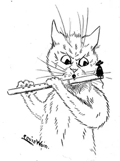 Images Dated 21st April 2016: Louis Wain - flute player and mouse