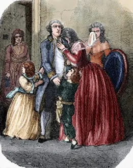 Louis XVI (1754-1793) taking leave of his family. Engraving