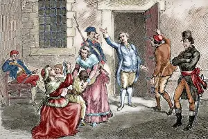 Louis XVI (1754-1793) taking leave of his family. Engraving