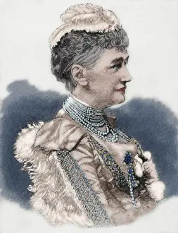 Jewelry Prints: Louise of Hesse-Kassel (1817-1898). Engraving. Colored