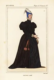 Perrin Prints: Louise Labe, la Belle Cordiere, French poet 1526-1566