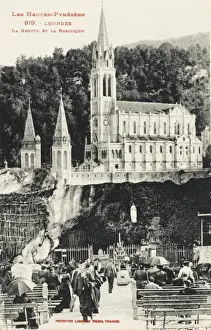 Grotto Prints: Lourdes - The Basillica and the Grotto