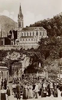 Basilica Prints: Lourdes, France - The Grotto and Basilica