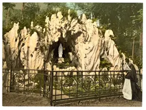 Nunnery Prints: Lourdes Grotto, near the nunnery of Ingenbohl, Lake Lucerne
