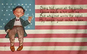 Wink Prints: Lovestruck American lad with the Stars and Stripes