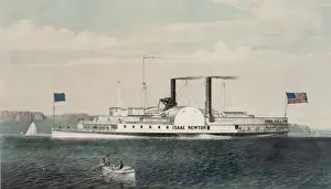 Steam Boat Prints: The low pressure steamboat Isaac Newton: passing the palisad