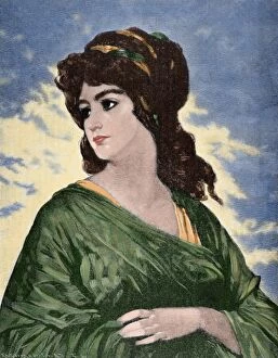 Lucretia (d.510 BC). Engraving. Colored
