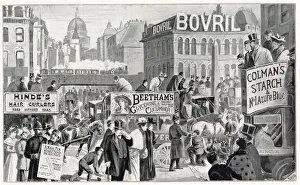 Adverts Gallery: Ludgate Circus, with advertising on sides of public transport and buildings