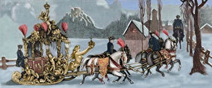 Images Dated 9th February 2014: Ludwig II of Bavaria (1845-1886) travelling in sleigh. Engra