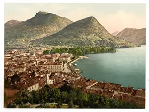 Lugano Prints: Lugano, and Monte Bre, Tessin, Switzerland Lugano, and Monte
