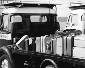 Luggage Prints: Luggage on a truck at Jersey Airport, Channel Islands