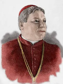 Luigi Prints: Luigi Jacobini (1832-1887). Engraving. Colored