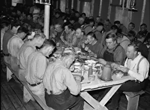 Lumberjacks at dinner. Camp near Effie, Minnesota