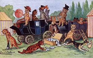 Lunch at the Races - Louis Wain postcard
