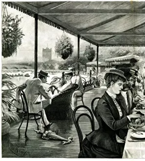 A Luncheon Party on a Houseboat at Henley-on-Thames