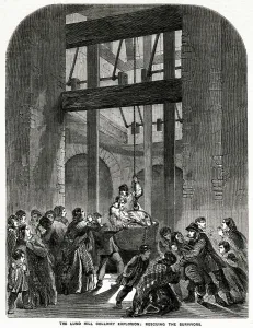 Deaths Prints: Lung Hill Colliery explosion - resuing the survivors 1857