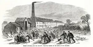 Disasters Collection: Lung Hill Colliery explosion - rushing to scene 1857