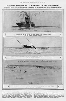 The Lusitania struck by a torpedo