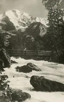 Interlaken Prints: Lutschine River and view of Jungfrau Mountain