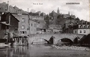 Sluice Prints: Luxembourg City, Grund, bridge over the Alzette River