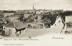 Foot Bridge Prints: Luxembourg - Passarelle Viaduct and Town entrance