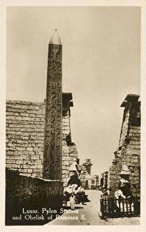 Amun Gallery: Luxor Temple Complex - Pylon statues - Obelisk of Rameses II