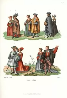 Artworksandappliancesfromthemiddleagestothe17thcentury Collection: Luxurious fashions of the nobility of Augsburg, early 16thC