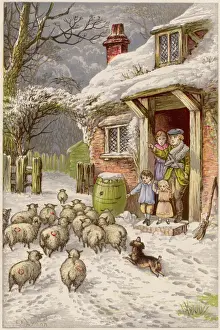 Sheep Dog Prints: Lydon / Farm in Winter1873
