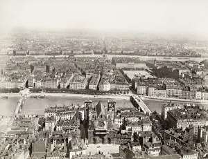 Lyon, France, taken from the spire of the Eglise de Fourviere