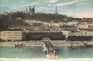 Fourviere Prints: Lyon, The Palace of Justice Bridge and Fourviere Hill
