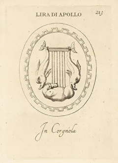 Dolphins Prints: Lyre of the Greek god Apollo in cornelian