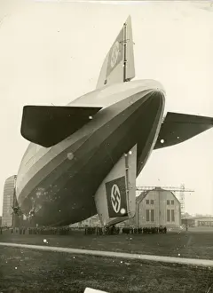 Hangar Prints: The LZ129 Hindenburg outside its hangar at Friedrichshaf?